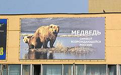 Брянск. Медведь - символ возрождающейся России (рекламный щит на проспекте Ленина)